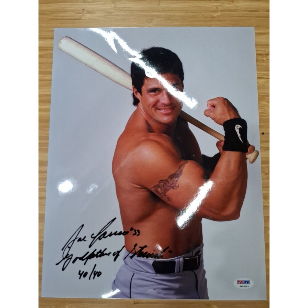 Jose Canseco Signed 11x14 Photo Inscribed "Godfather of Steroids" 40/40 PSA COA
